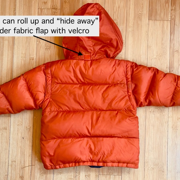 Nautica Puffer Down Jacket Vest Winter Coat Hooded kids size 3 Orange Navy - Picture 4 of 14